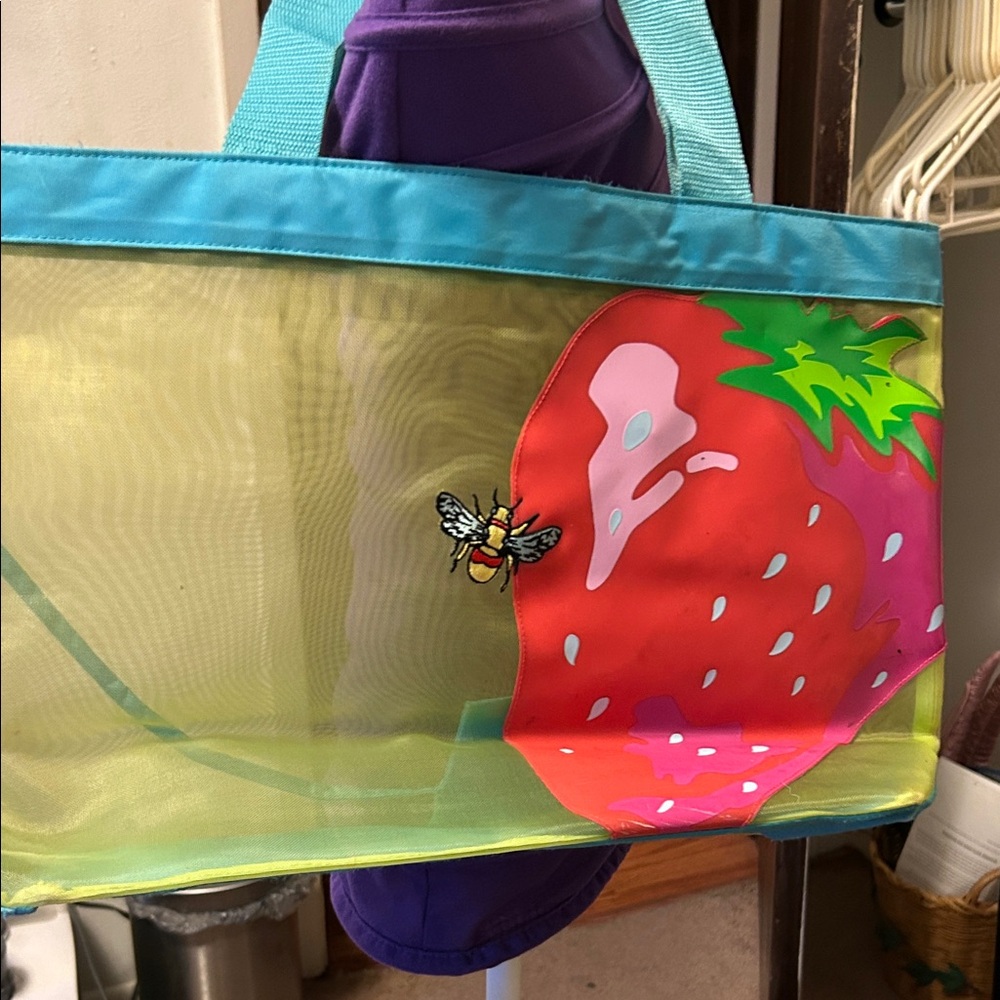Vibrant Large Strawberry Mesh Tote Bag